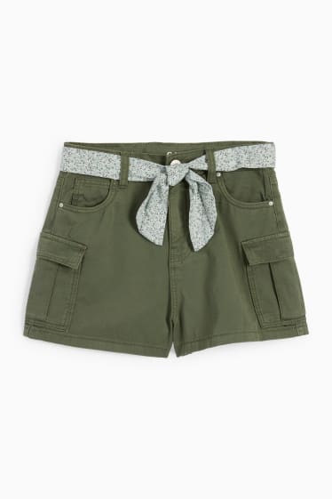 Bambini - Shorts cargo - verde scuro