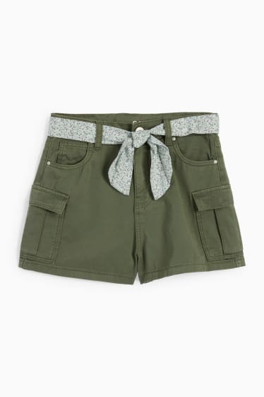 Enfants - Short cargo - vert foncé