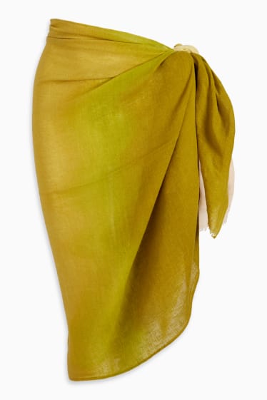 Mujer - Pareo - mezcla de lino - amarillo mostaza
