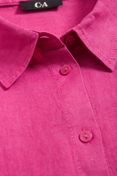Femei - Bluză de in - roz închis