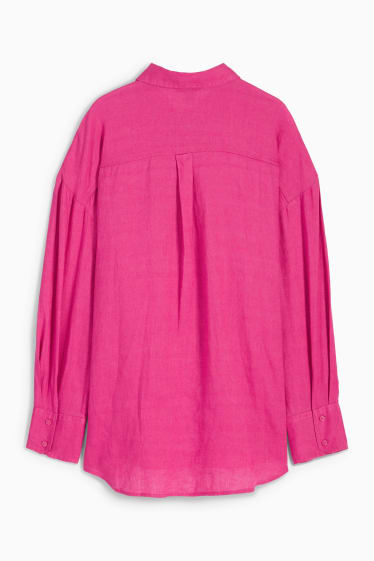 Donna - Blusa di lino - rosa scuro