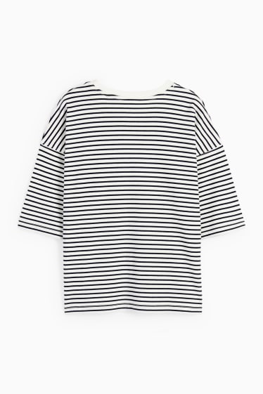 Donna - T-shirt basic - a righe - bianco / nero