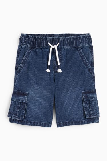 Children - Denim cargo Bermuda shorts - denim-dark blue