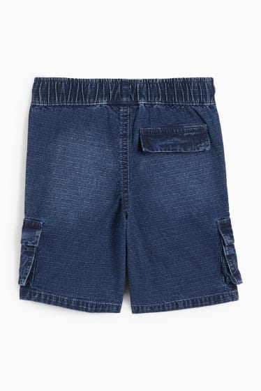 Enfants - Bermuda cargo en jean - jean bleu foncé