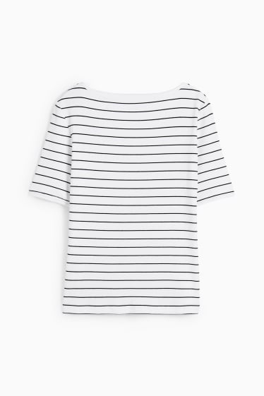 Women - Basic T-shirt - striped - white