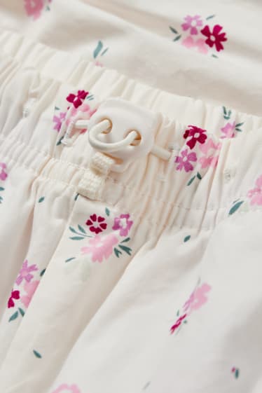 Dětské - Cargo kalhoty - s květinovým vzorem - krémově bílá