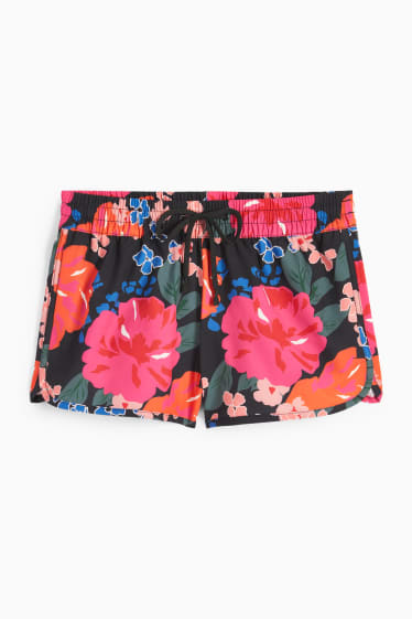 Women - Swim shorts - LYCRA® - floral - black