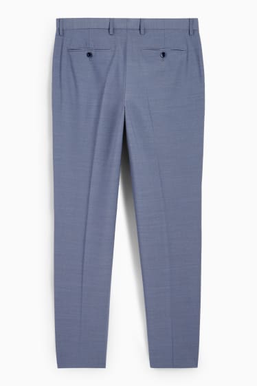 Pánské - Oblekové kalhoty - regular fit - Flex - vlněná směs - modrá