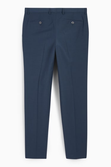 Hommes - Pantalon de costume - regular fit - Flex - laine mélangée - bleu foncé