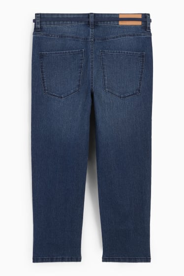 Mujer - Capri jeans con cinturón - mid waist - LYCRA® - vaqueros - azul
