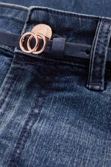 Femmes - Jean capri avec ceinture - mid waist - LYCRA® - jean bleu
