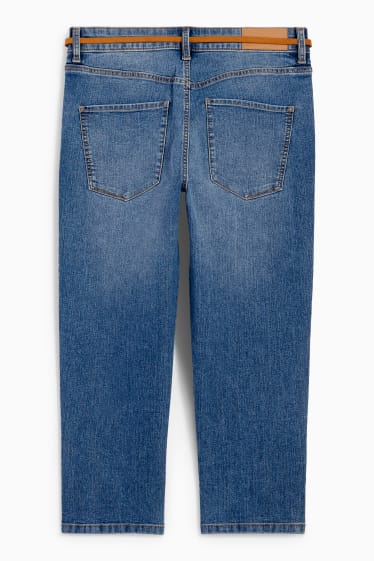 Kobiety - Capri jeans z paskiem - średni stan - LYCRA® - dżins-jasnoniebieski