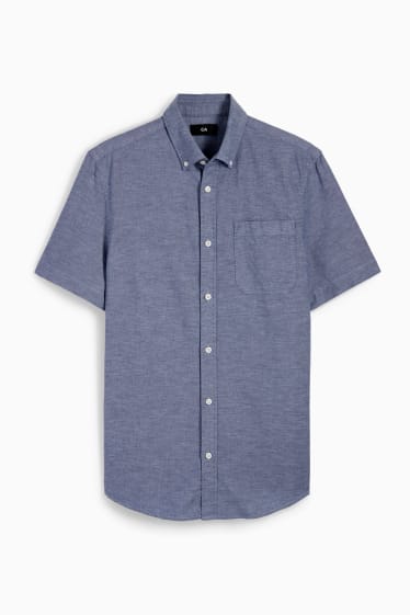 Uomo - Camicia Oxford - regular fit - button down - blu scuro