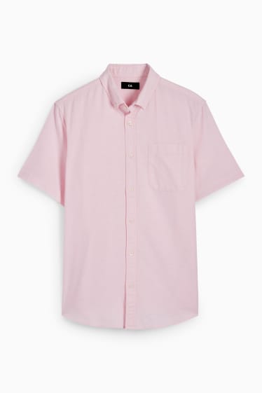 Bărbați - Cămașă Oxford - regular fit - guler cu nasturi - roz