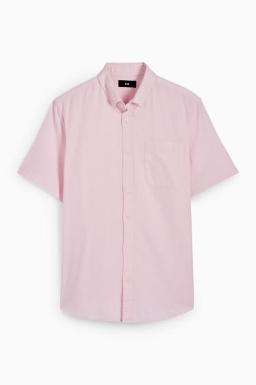 Pánské - Oxfordská košile - regular fit - button-down - růžová