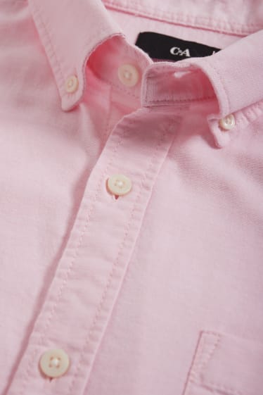 Heren - Oxford overhemd - regular fit - button down - roze