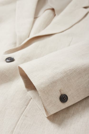 Hommes - Veste - slim fit - lin mélangé - beige clair