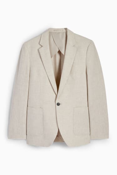 Hommes - Veste - slim fit - lin mélangé - beige clair