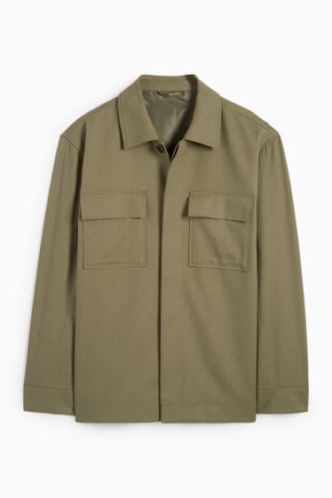 Bărbați - Jachetă tip cămașă - căptușită - verde