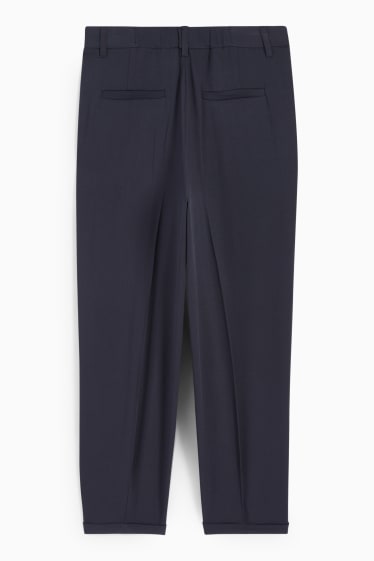 Femmes - Pantalon en toile - mid waist - tapered fit - bleu foncé