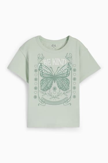 Enfants - Papillon - T-shirt orné de sequins - vert menthe