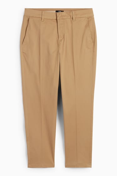 Women - Chinos - mid-rise waist - tapered fit - light brown