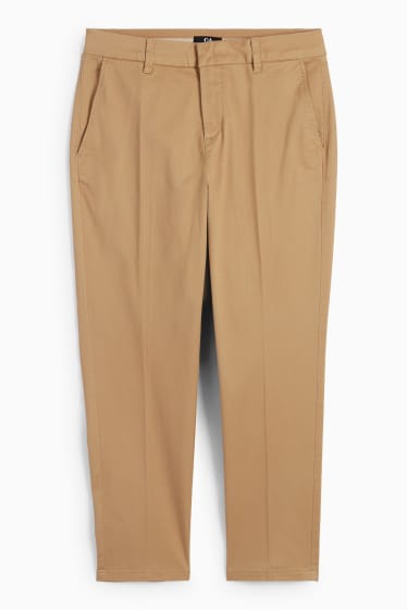 Dámské - Kalhoty chino - mid waist - tapered fit - světle hnědá