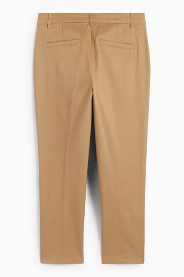 Dámské - Kalhoty chino - mid waist - tapered fit - světle hnědá