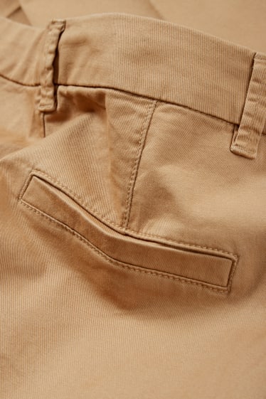 Dámské - Kalhoty chino - mid waist - tapered fit - světle hnědá