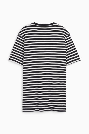 Men - T-shirt - striped - dark blue / creme white