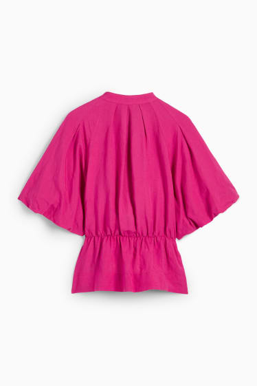 Women - Blouse - linen blend - pink