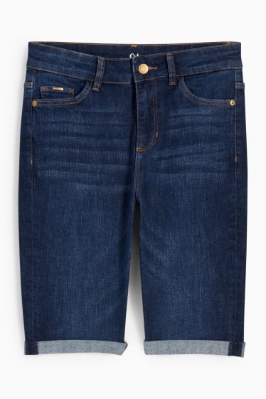 Damen - Jeans-Bermudas - Mid Waist - LYCRA® - dunkeljeansblau