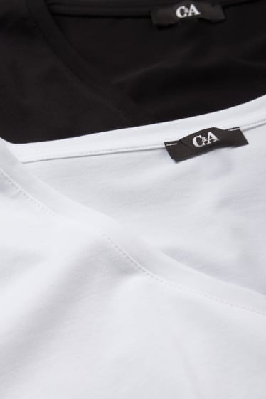 Femmes - Lot de 2 - T-shirts - matière extensible - LYCRA® - noir / blanc