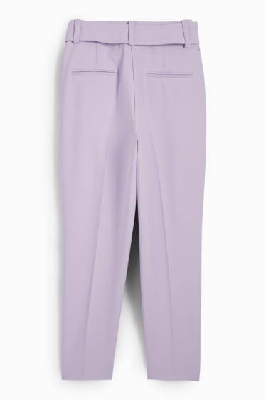 Dames - Business-broek met riem - high waist - cigarette fit - lichtpaars