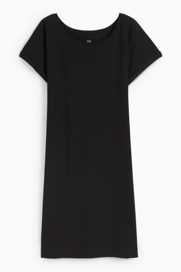 Damen - Basic-T-Shirt-Kleid - schwarz