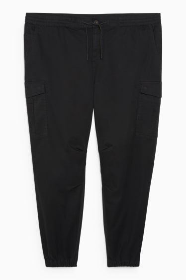 Bărbați - Pantaloni cargo - tapered fit - LYCRA® - negru