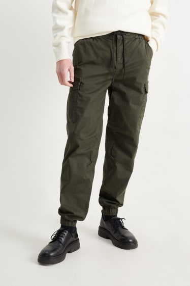 Bărbați - Pantaloni cargo - regular fit - LYCRA® - denim-verde