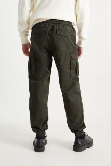 Hommes - Pantalon cargo - regular fit - LYCRA® - jean vert