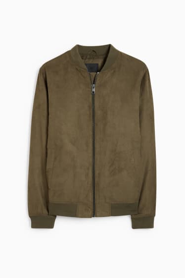 Men - Bomber jacket - faux leather - green