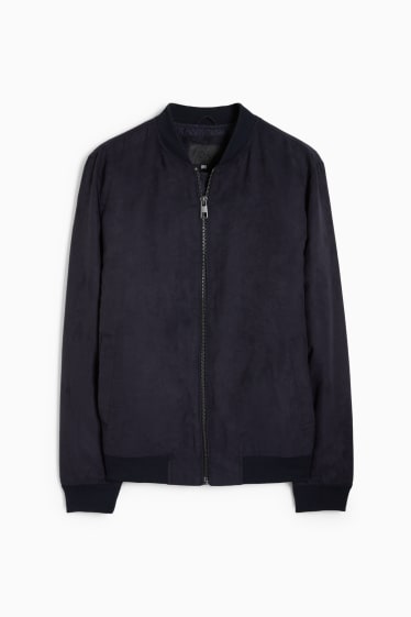 Men - Bomber jacket - faux leather - dark blue