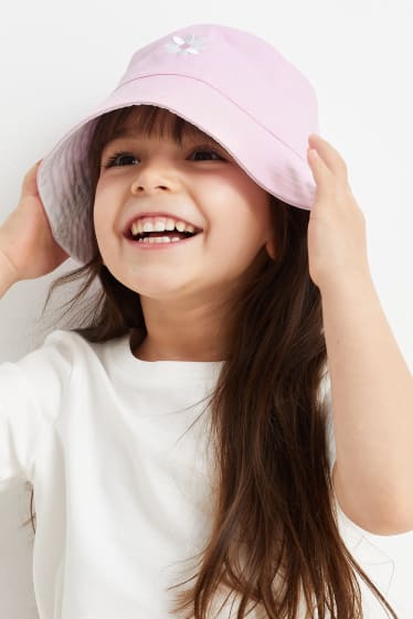 Kinderen - Bloem - omkeerbare hoed - fuchsiarood