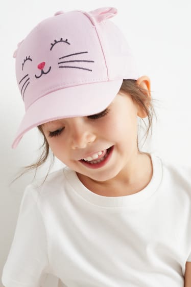 Kinder - Katze - Baseballcap - rosa