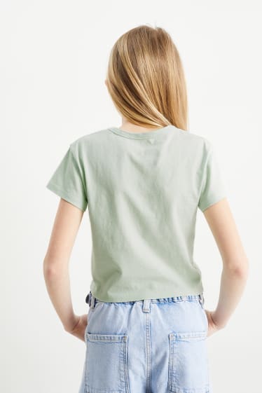 Niños - Mariposa - camiseta de manga corta con pedrería - verde menta