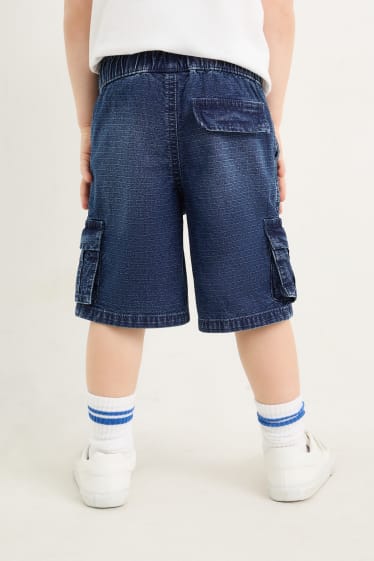 Enfants - Bermuda cargo en jean - jean bleu foncé
