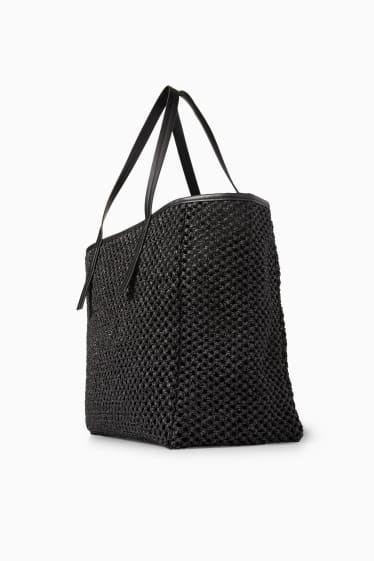 Donna - Shopper di paglia - nero