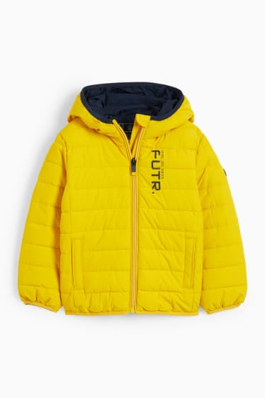 Niños - Chaqueta acolchada con capucha - hidrófuga - amarillo