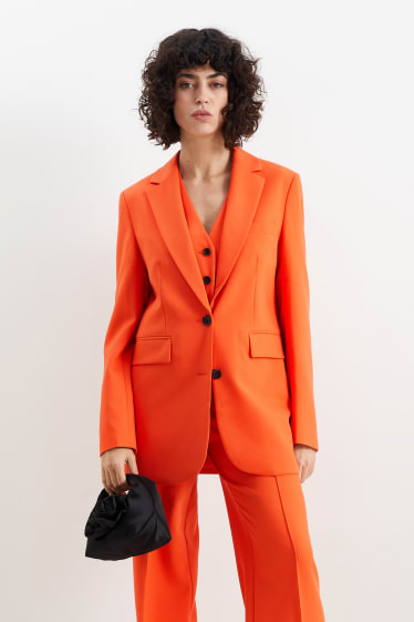 Femei - Blazer lung supradimensionat - căptușit - portocaliu