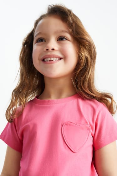 Enfants - Lot de 4 - cœur - T-shirt - rose