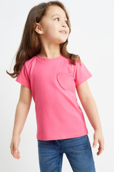 Children - Multipack of 4 - heart - short sleeve T-shirt - rose