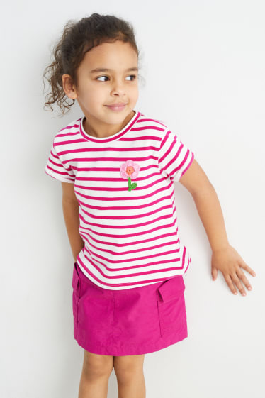 Bambini - Fiore - maglia a maniche corte - a righe - bianco / rosa